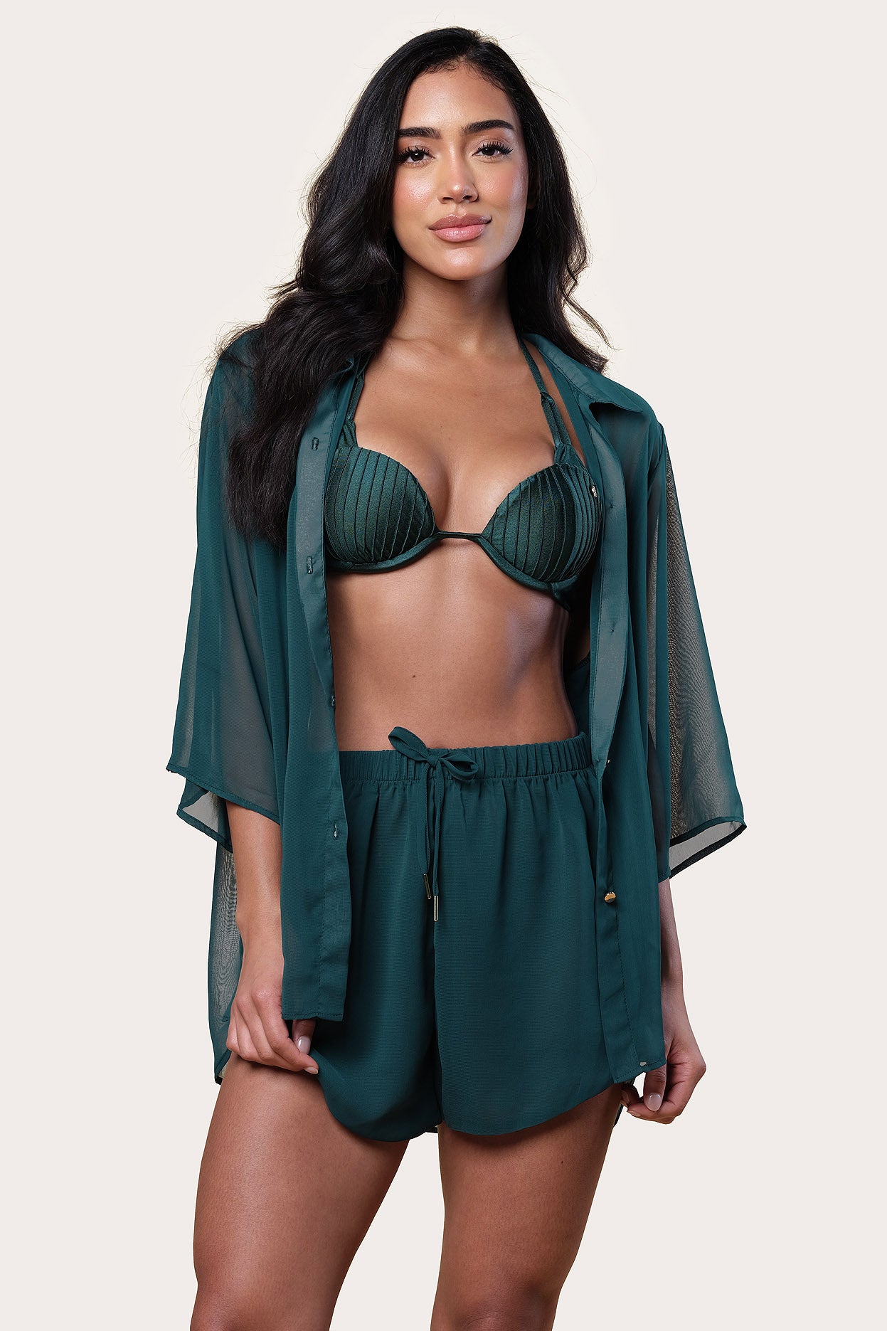 Samiria Chiffon Shorts Midnight Palm