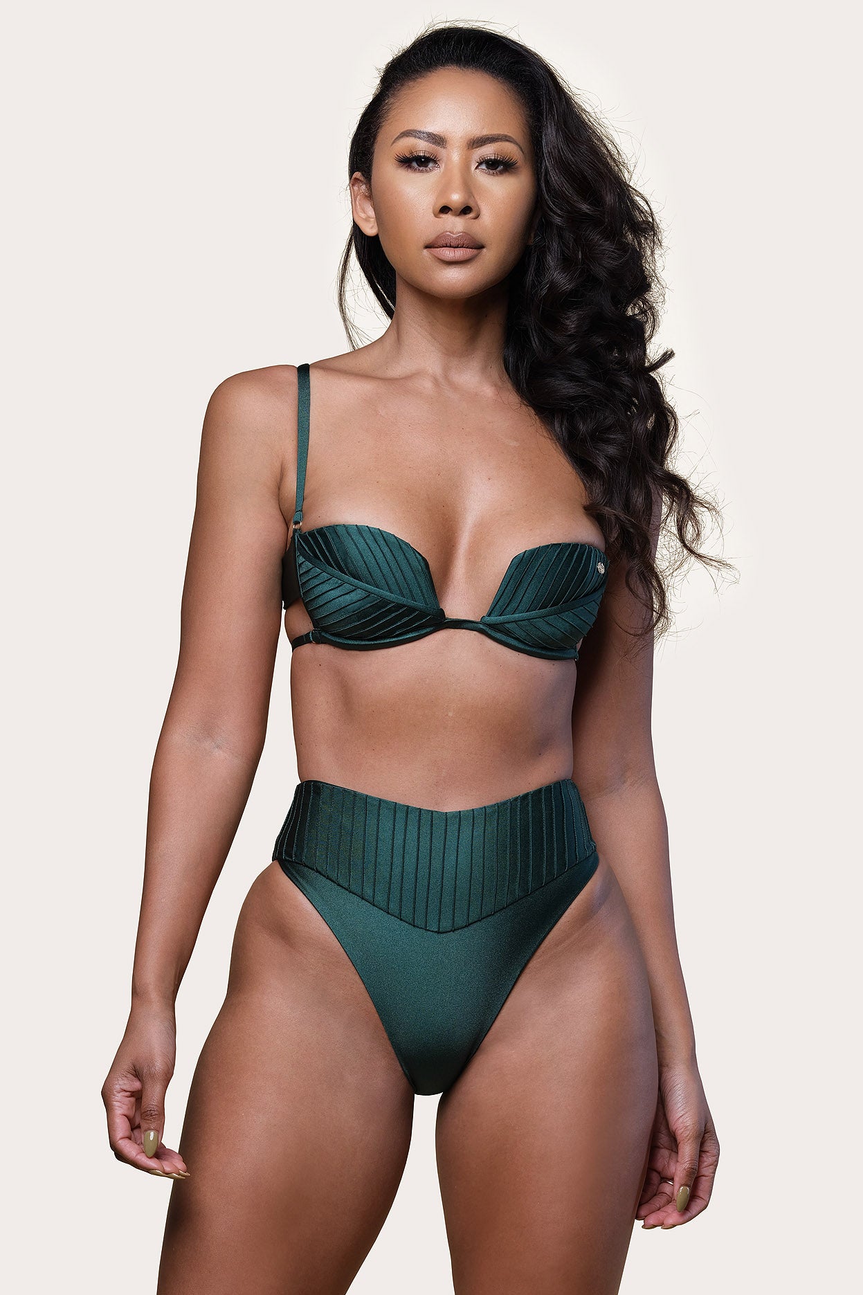 model wearing Midnight Palm Palma bikini set front full-body view