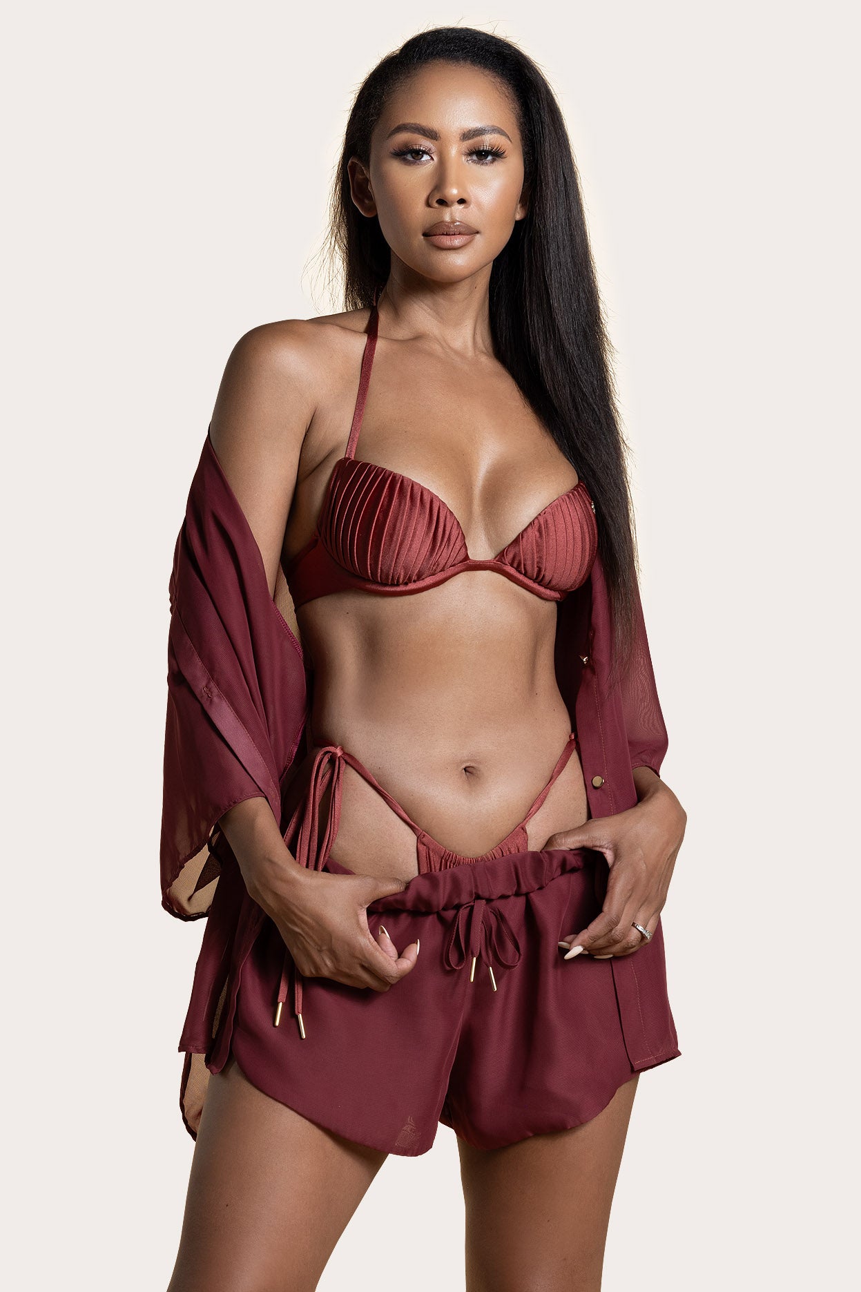 Samiria Chiffon Shorts Sangria