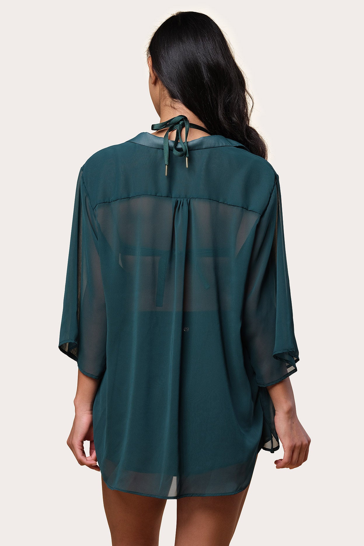 Samiria Chiffon Top Midnight Palm