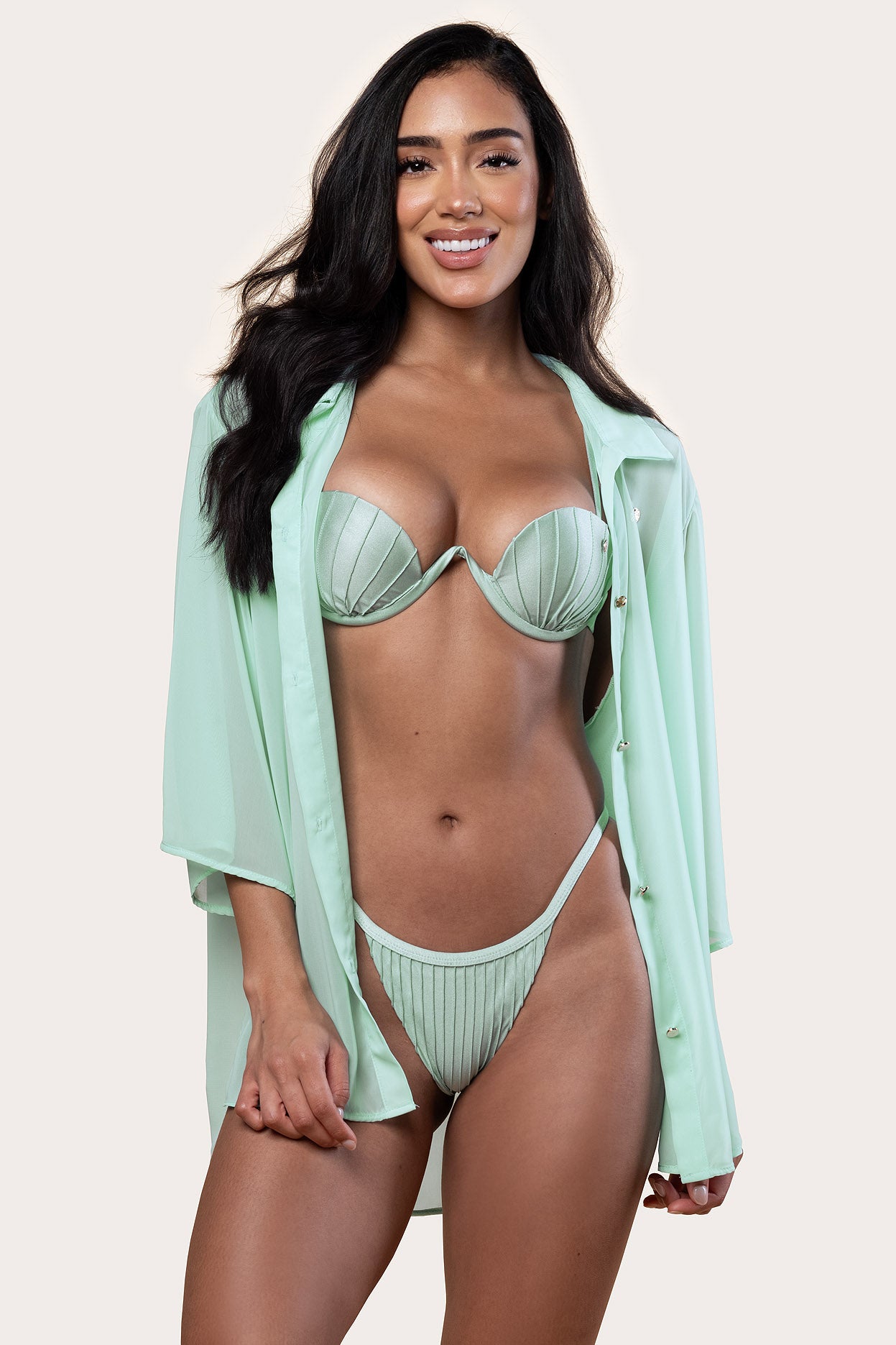 Samiria Chiffon Top Ocean Mist