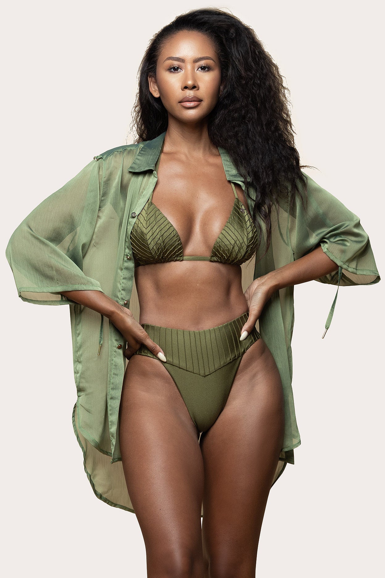 Isla Chiffon Top Olive