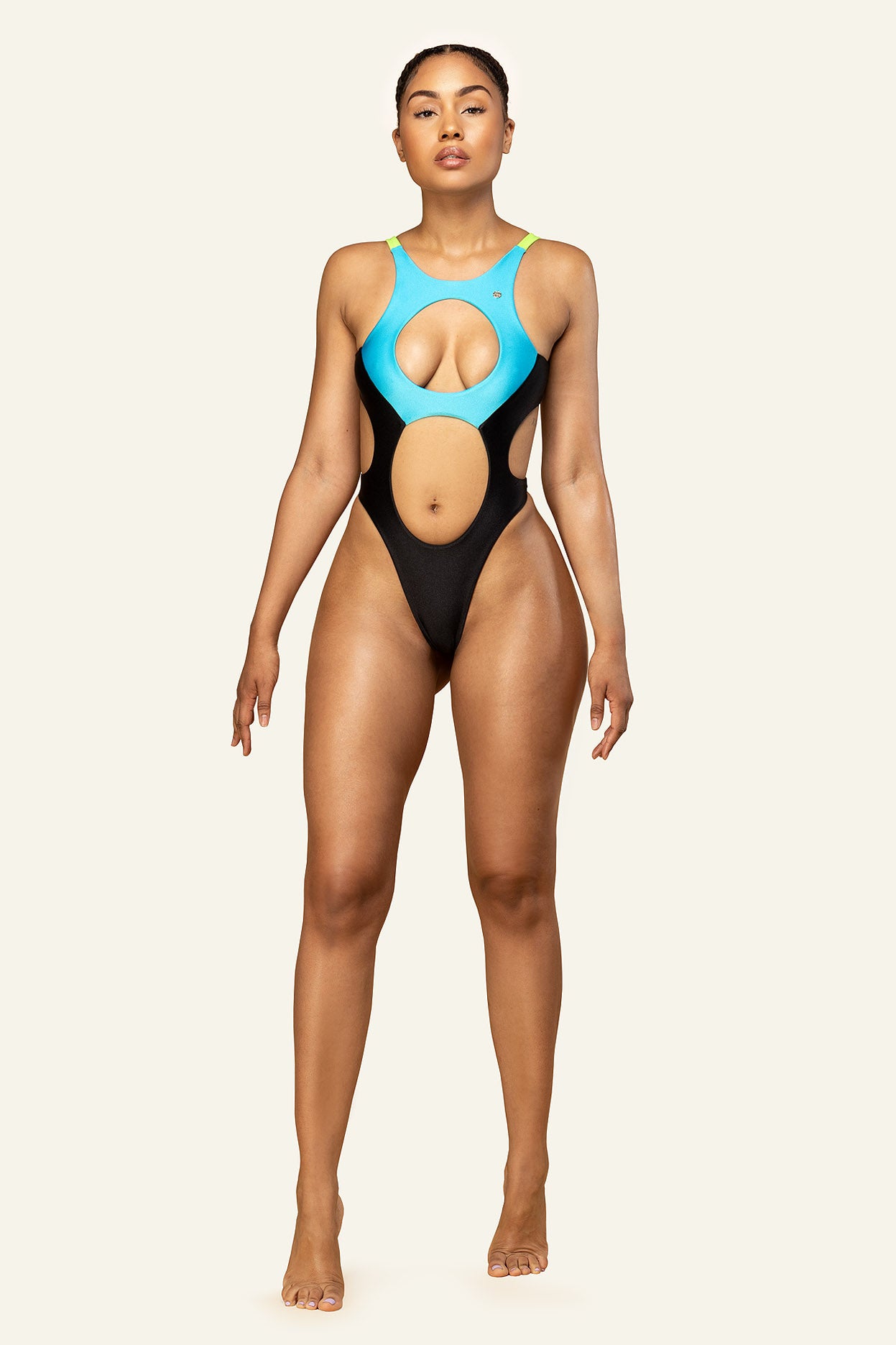 Jordyn One Piece Black Neon (Thong)