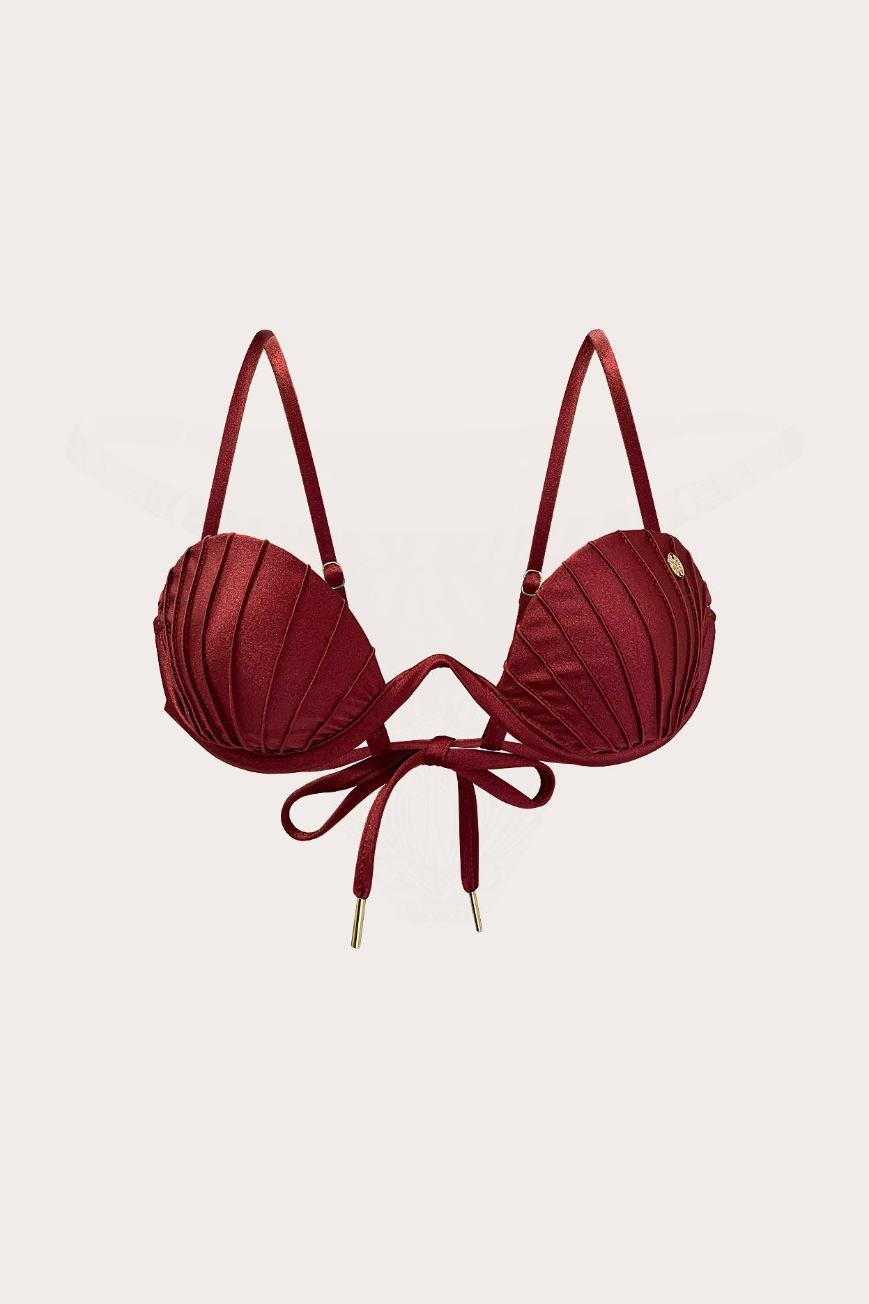 Sangria red Kirah bikini top with sculpted cups and adjustable straps