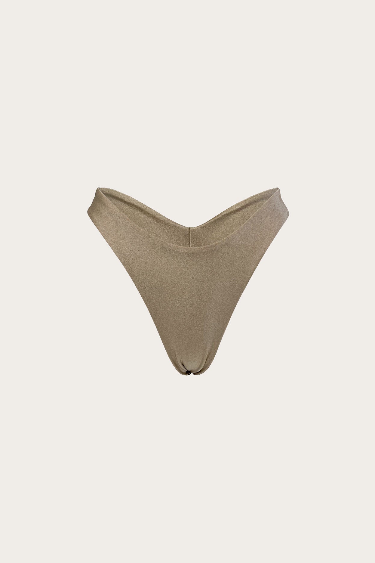 Desert sand high-leg thong bikini bottom on a neutral background